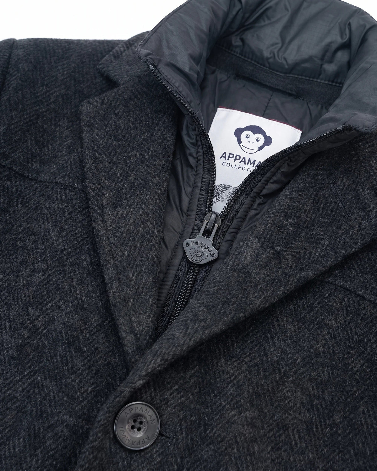 Black Herringbone New City Overcoat