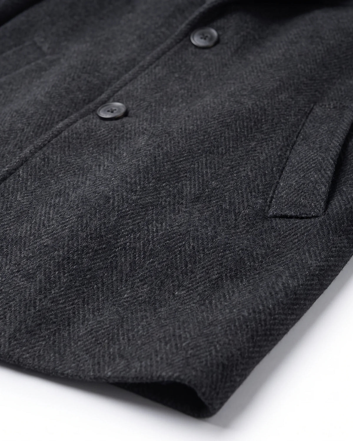 Black Herringbone New City Overcoat