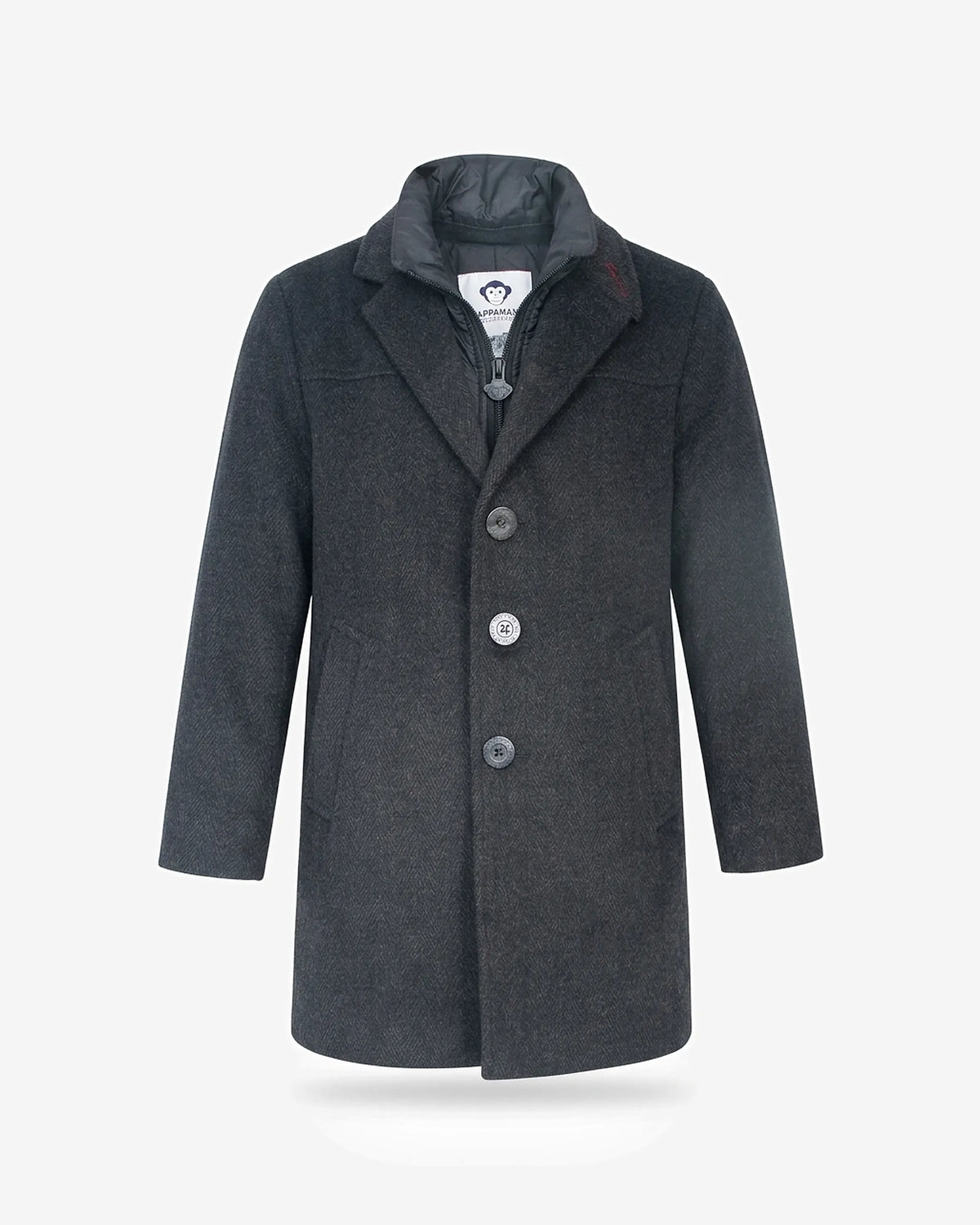 Black Herringbone New City Overcoat