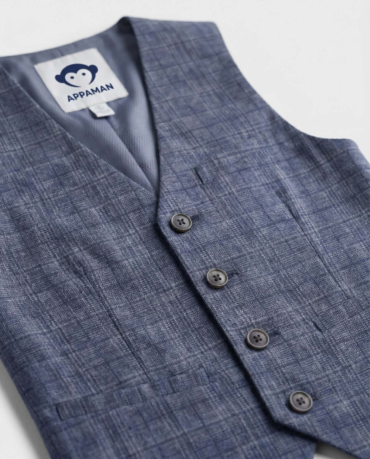Chambray Plaid Tailored Vest