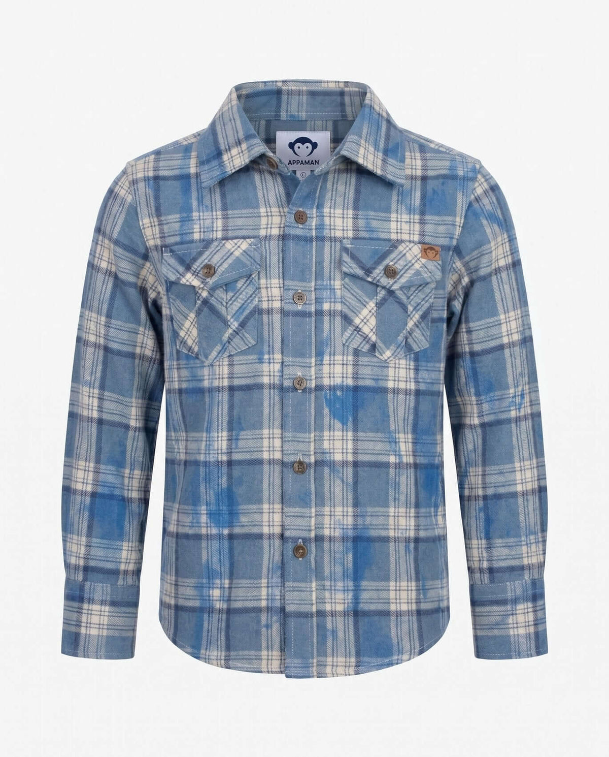 Blue Dyed Plaid Flannel Shirt