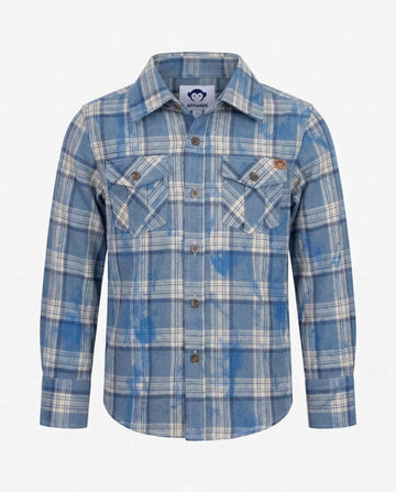 Blue Dyed Plaid Flannel Shirt
