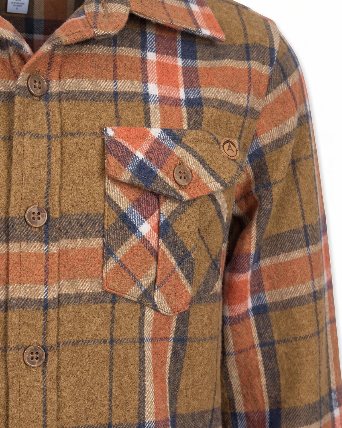 Tomato Olive Plaid Flannel Shirt
