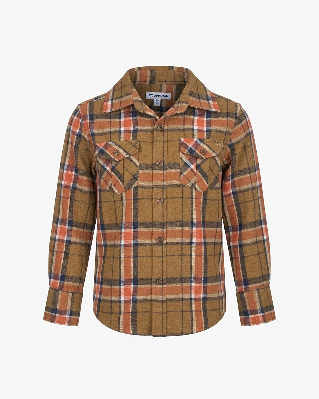 Tomato Olive Plaid Flannel Shirt