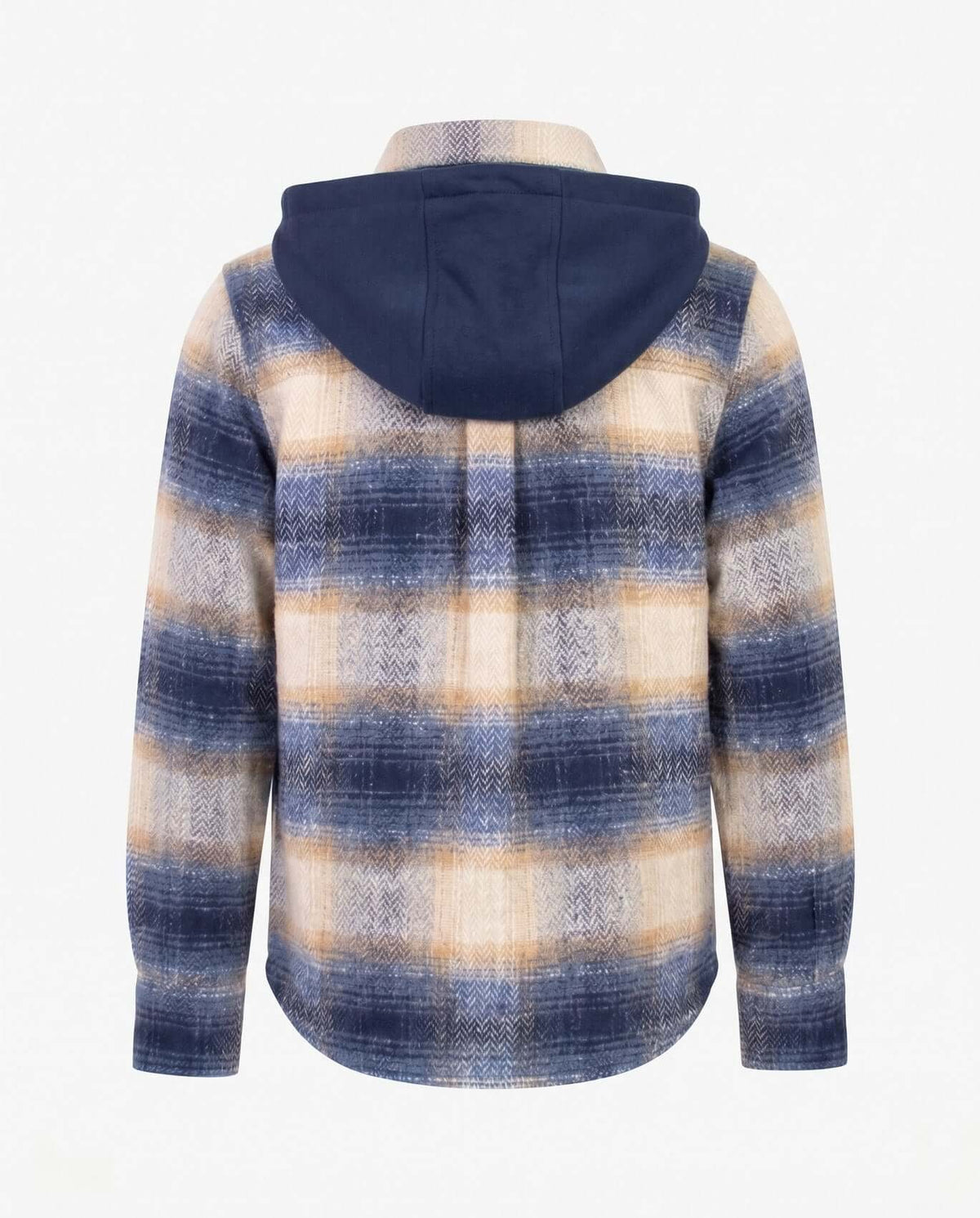 Blue Herringbone Plaid Glen Hooded Shirt