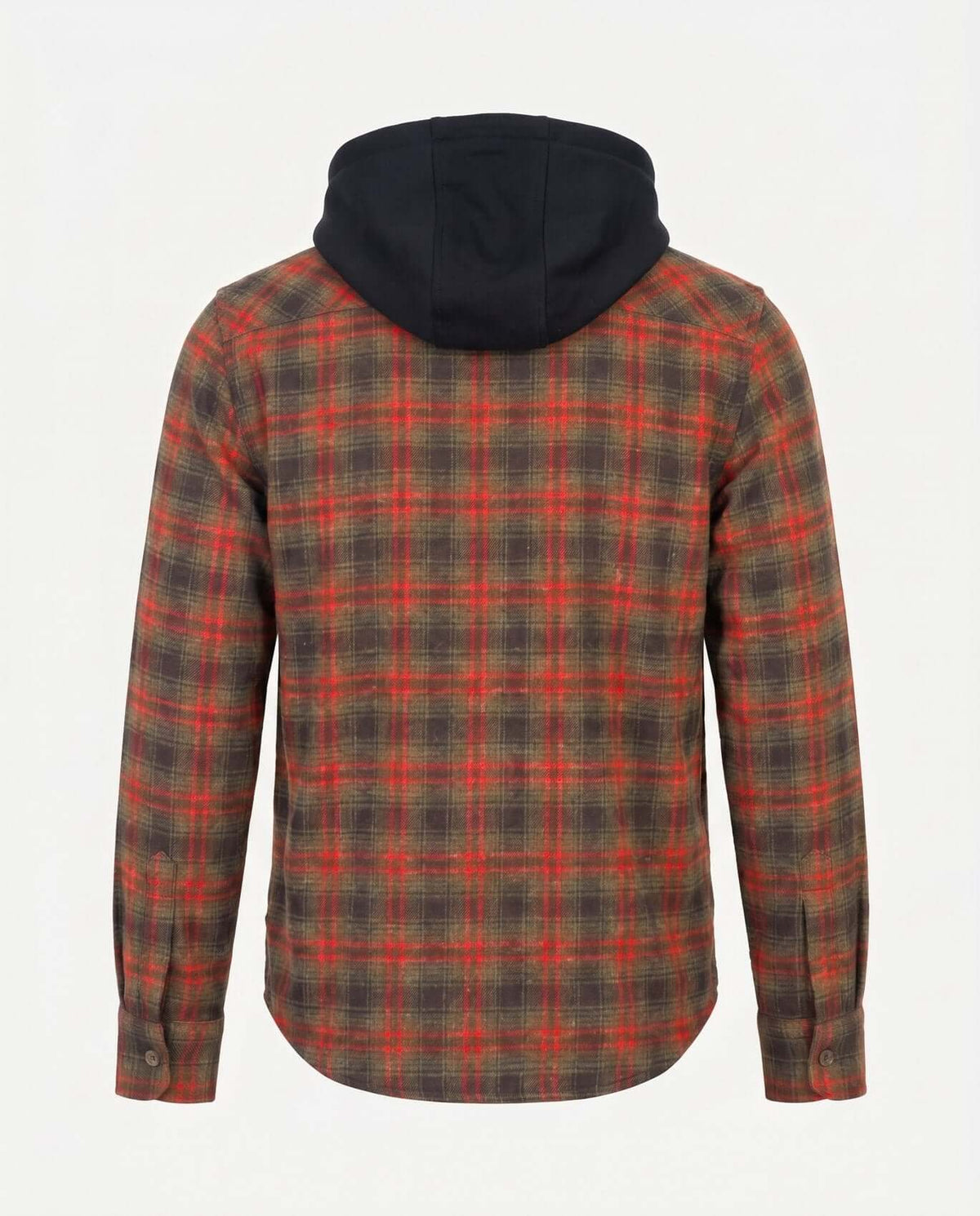 Olive & Red Plaid Glen Hooded Shirt
