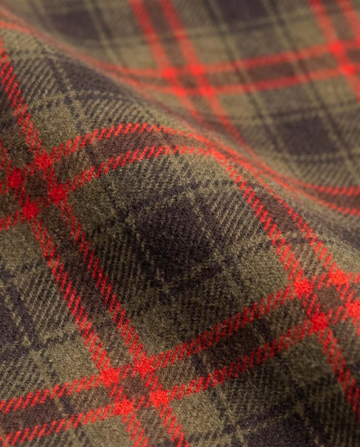 Olive & Red Plaid Glen Hooded Shirt