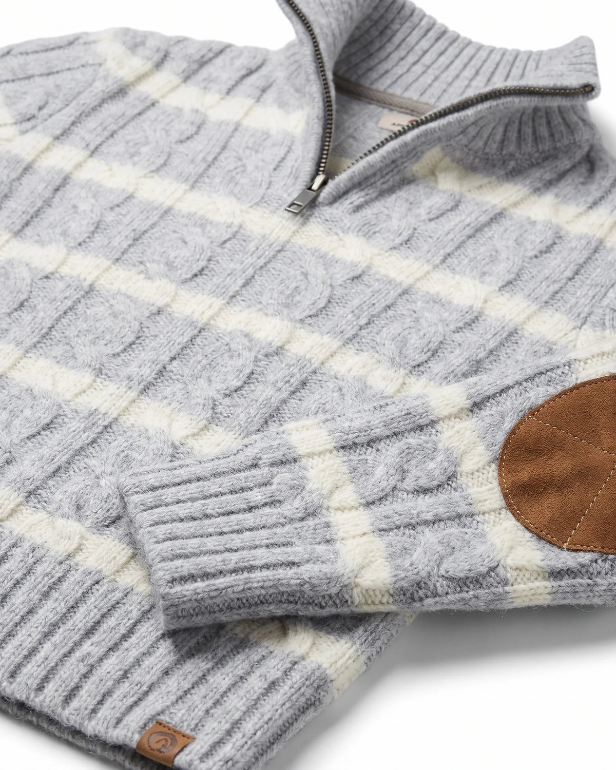 Grey Stripe Quarter Zip Sweater