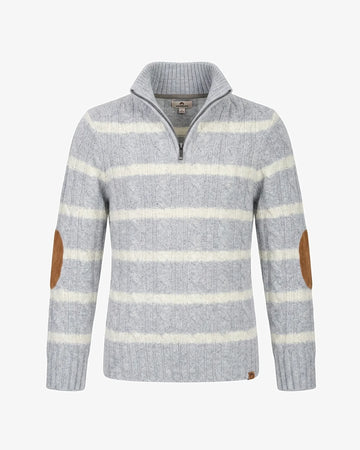Grey Stripe Quarter Zip Sweater