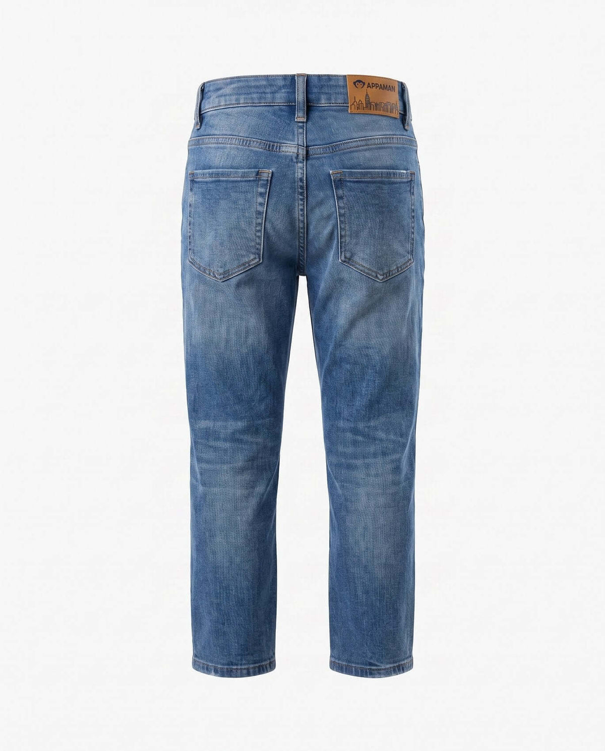 Medium Blue Wash Straight Leg Jeans