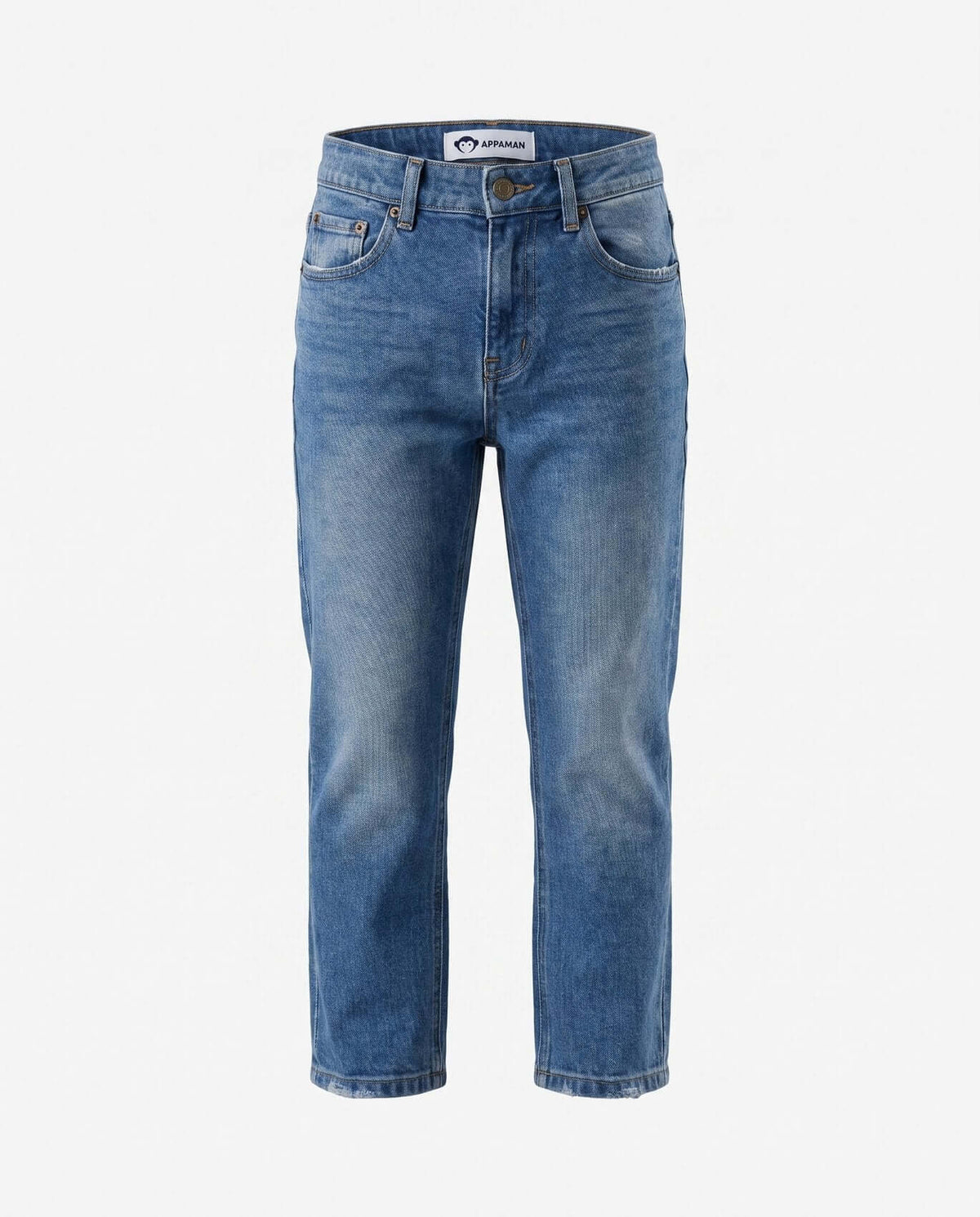 Medium Blue Wash Straight Leg Jeans