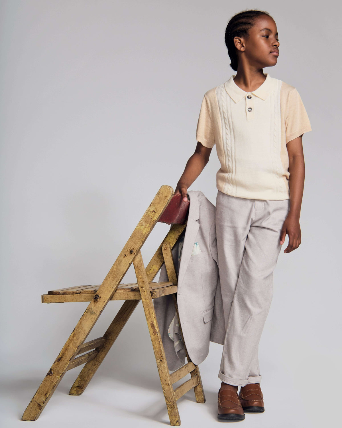 Beige Sweater Knit Polo