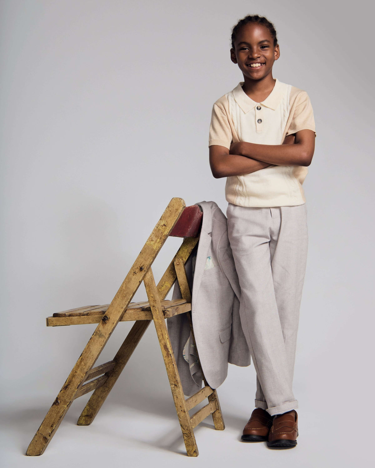Beige Sweater Knit Polo
