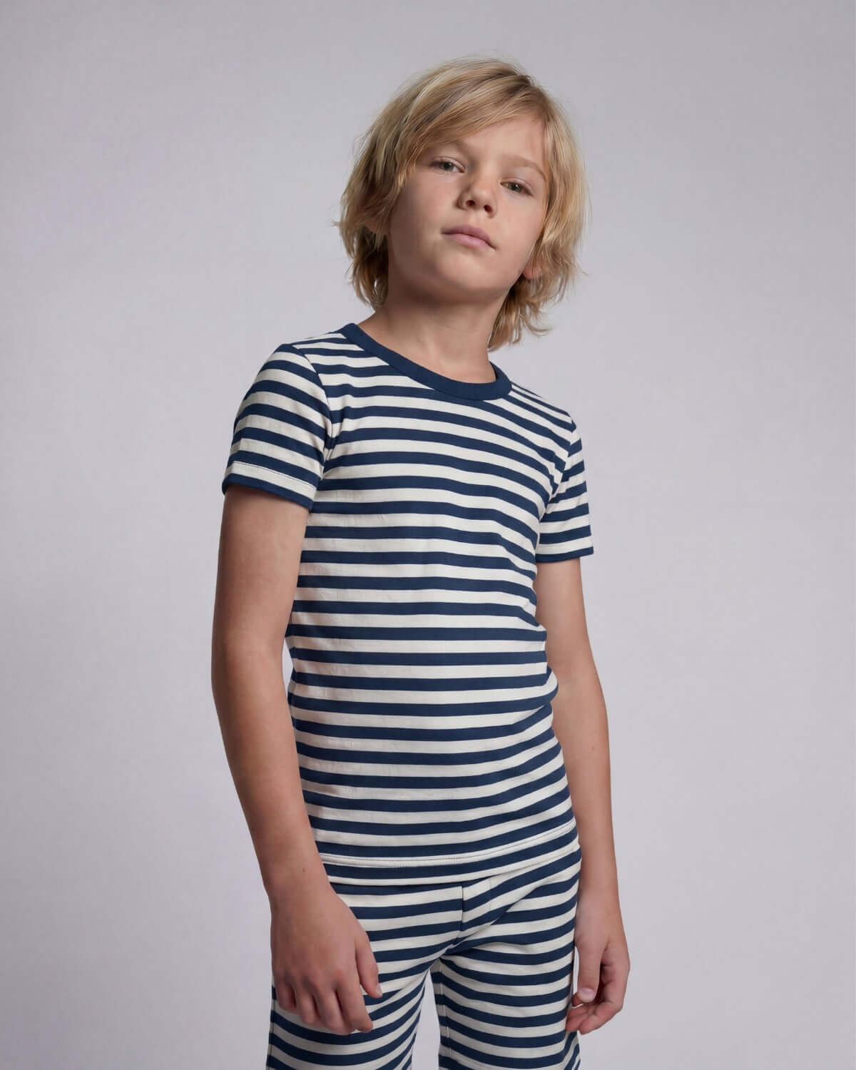 Navy Stripes 2-Piece Short Sleeve Pajama Set