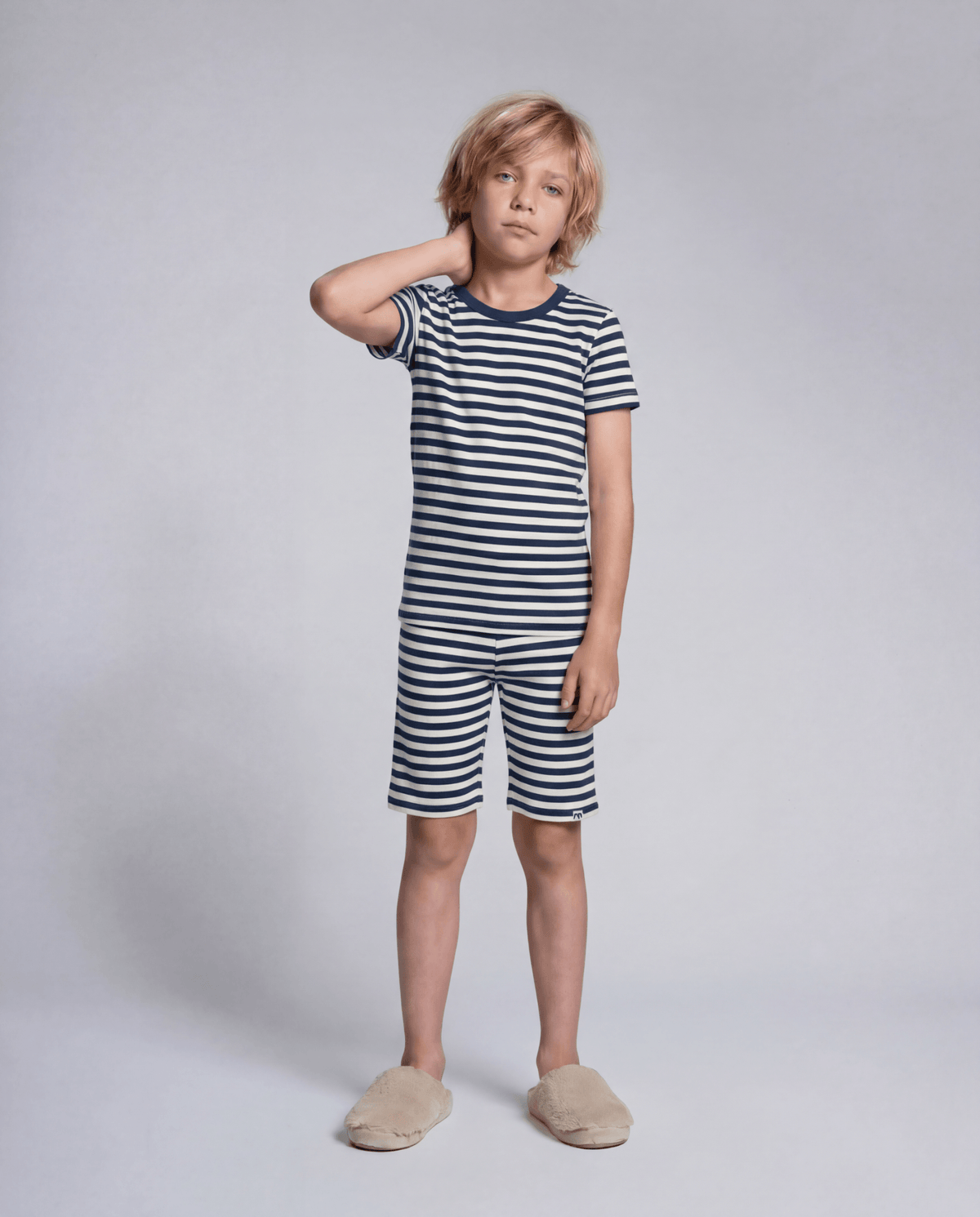 Navy Stripes 2-Piece Short Sleeve Pajama Set
