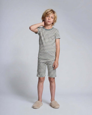 Sage Stripe 2-Piece Short Sleeve Pajama Set