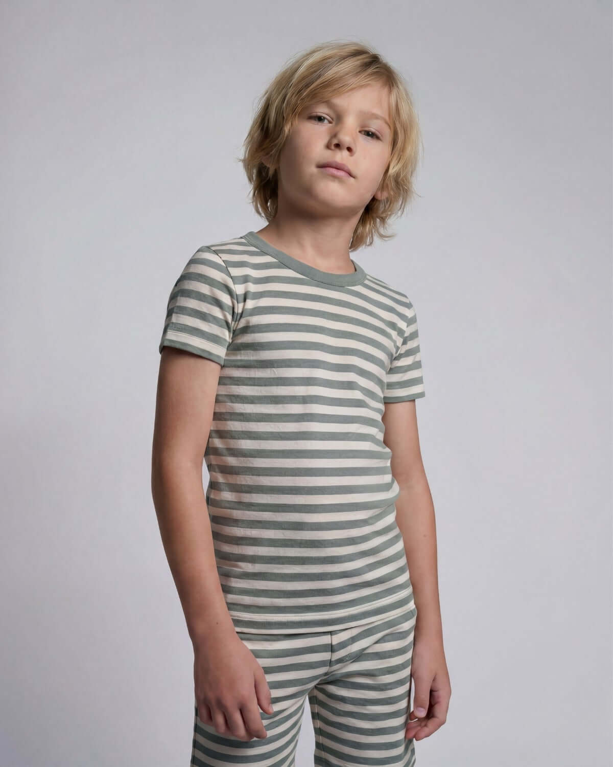 Sage Stripe 2-Piece Short Sleeve Pajama Set