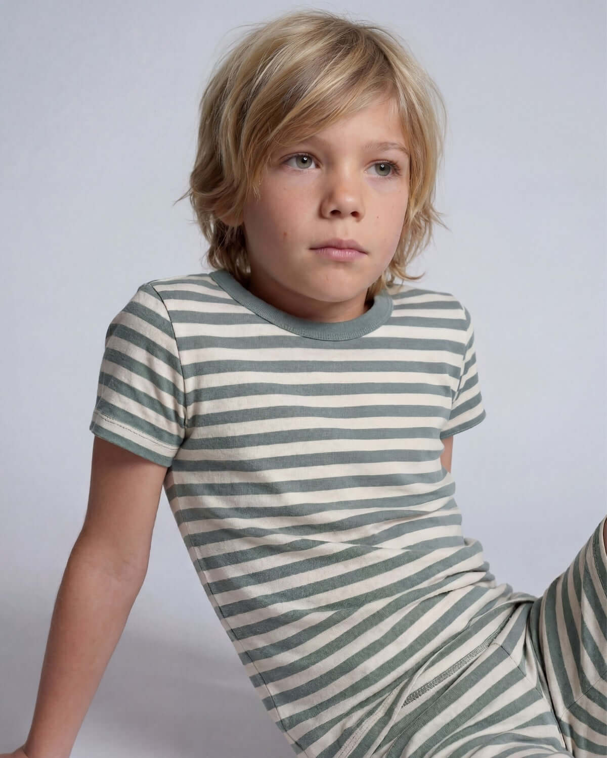 Sage Stripe 2-Piece Short Sleeve Pajama Set