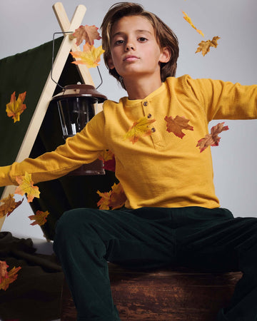 Mustard Craftsman Thermal Henley