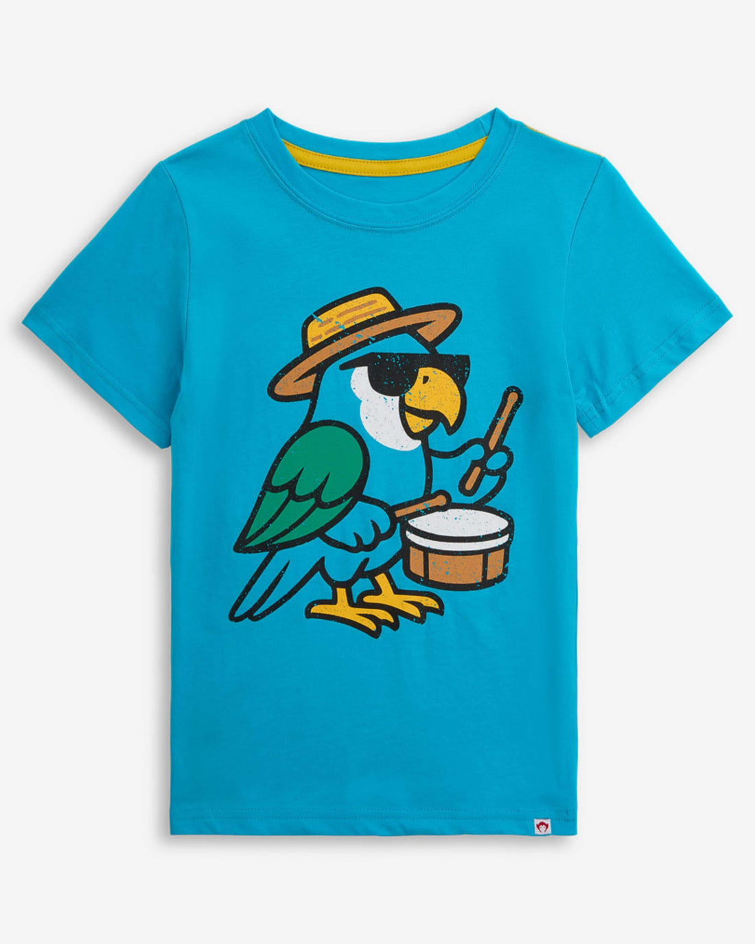 Carnival Parrot Teal Graphic Short Sleeve Tee