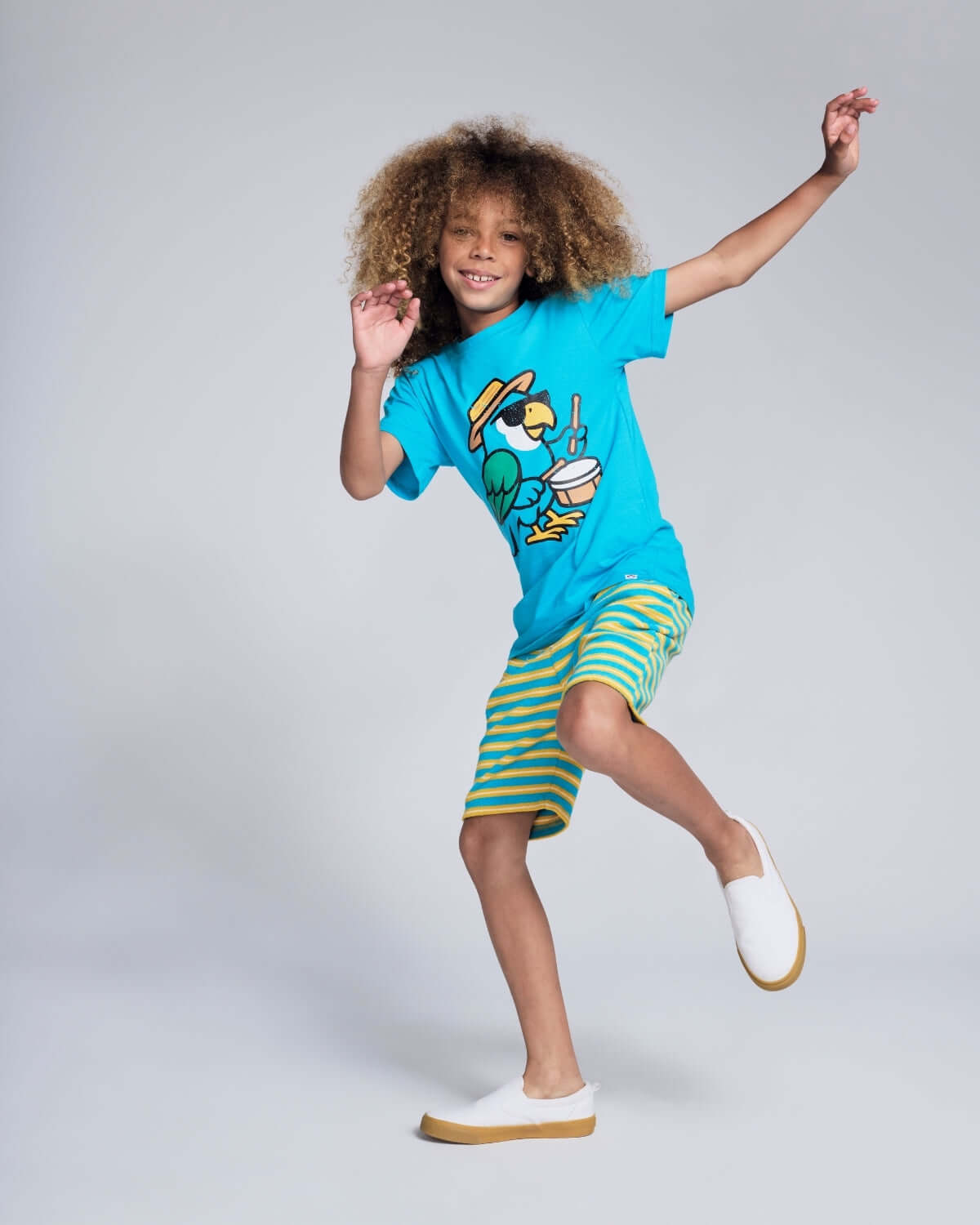 Carnival Parrot Teal Graphic Short Sleeve Tee