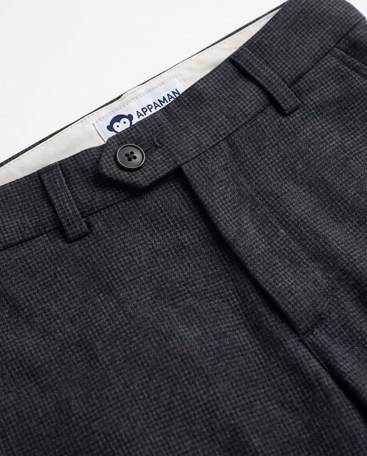 Black Micro Houndstooth Stretchy Mod Suit Pants