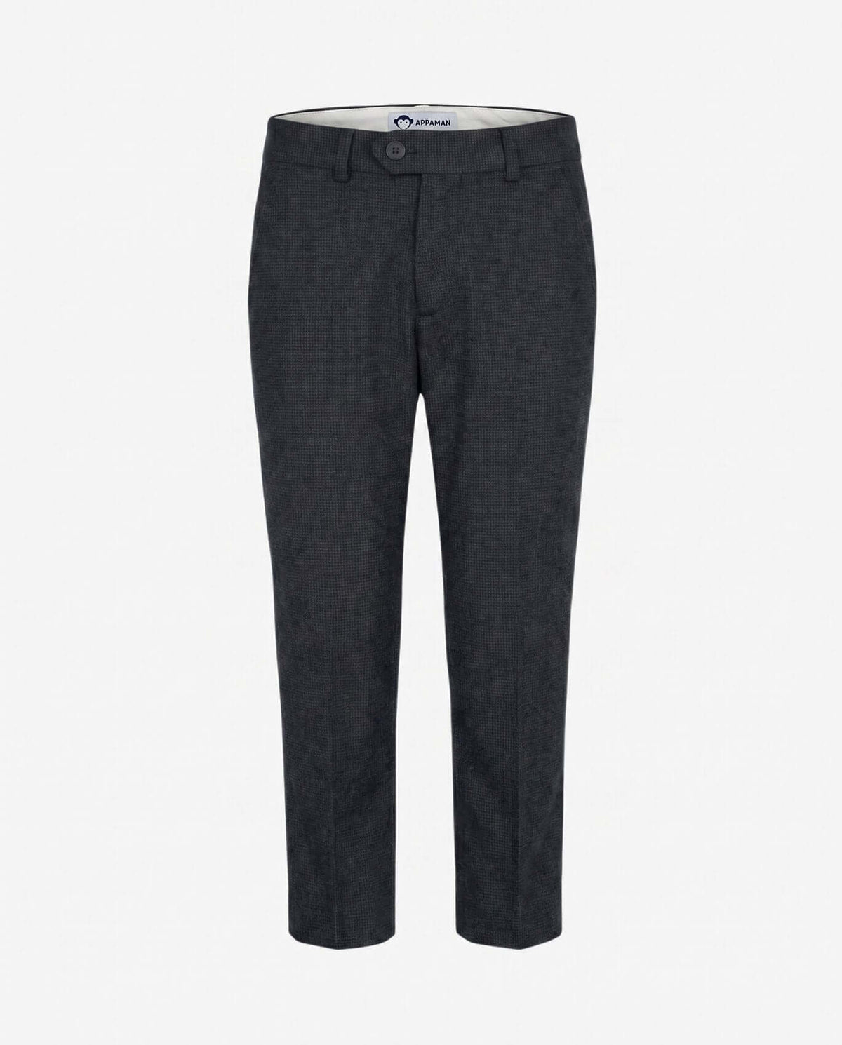 Black Micro Houndstooth Stretchy Mod Suit Pants