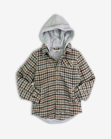 Beige Check Glen Flannel Hoodie