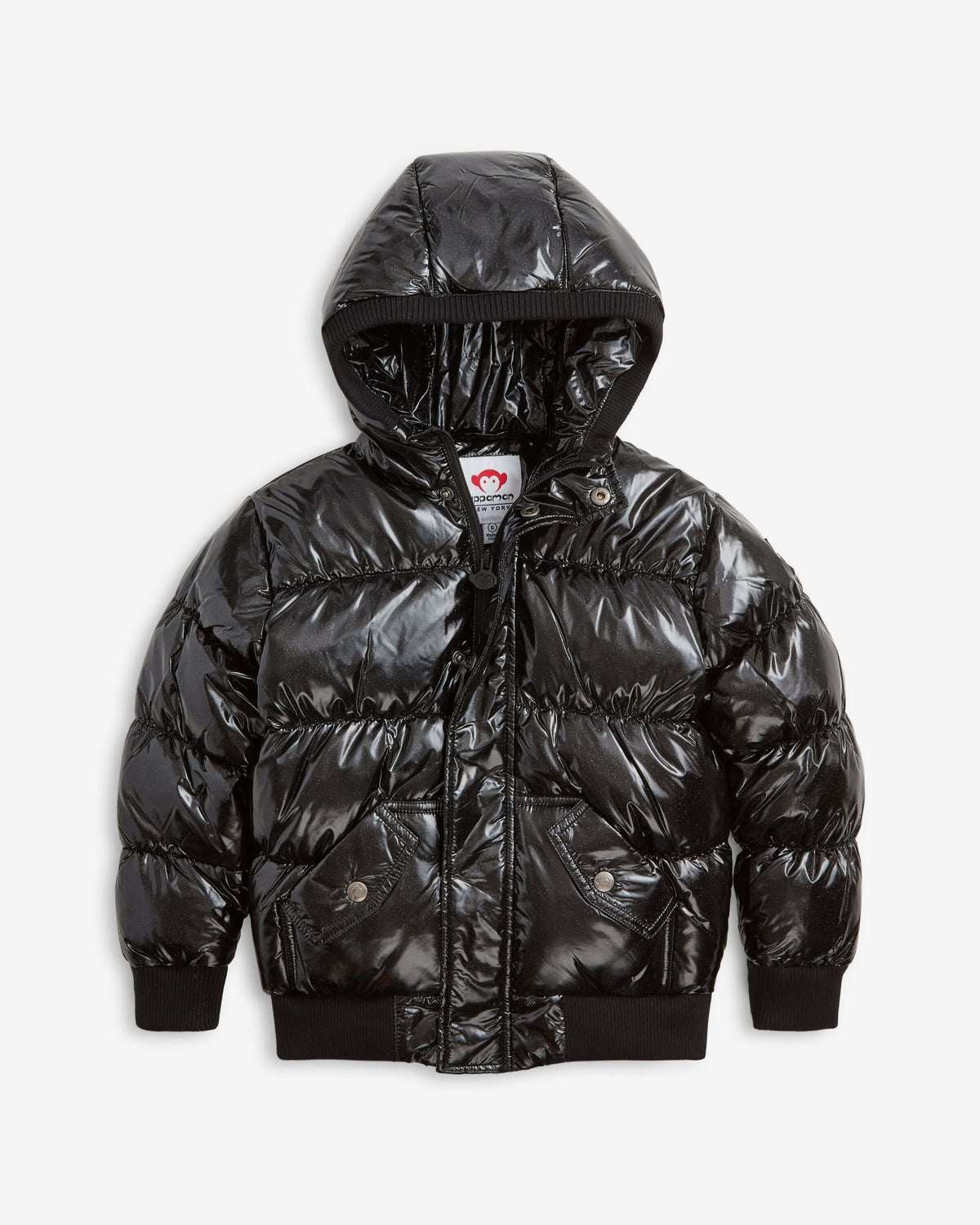 Glitter Black Slim Puffy Coat