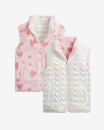 Pink Hearts Girls Reversible Vest