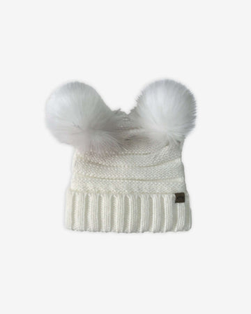 Winter White Mia Pom-Pom Beanie