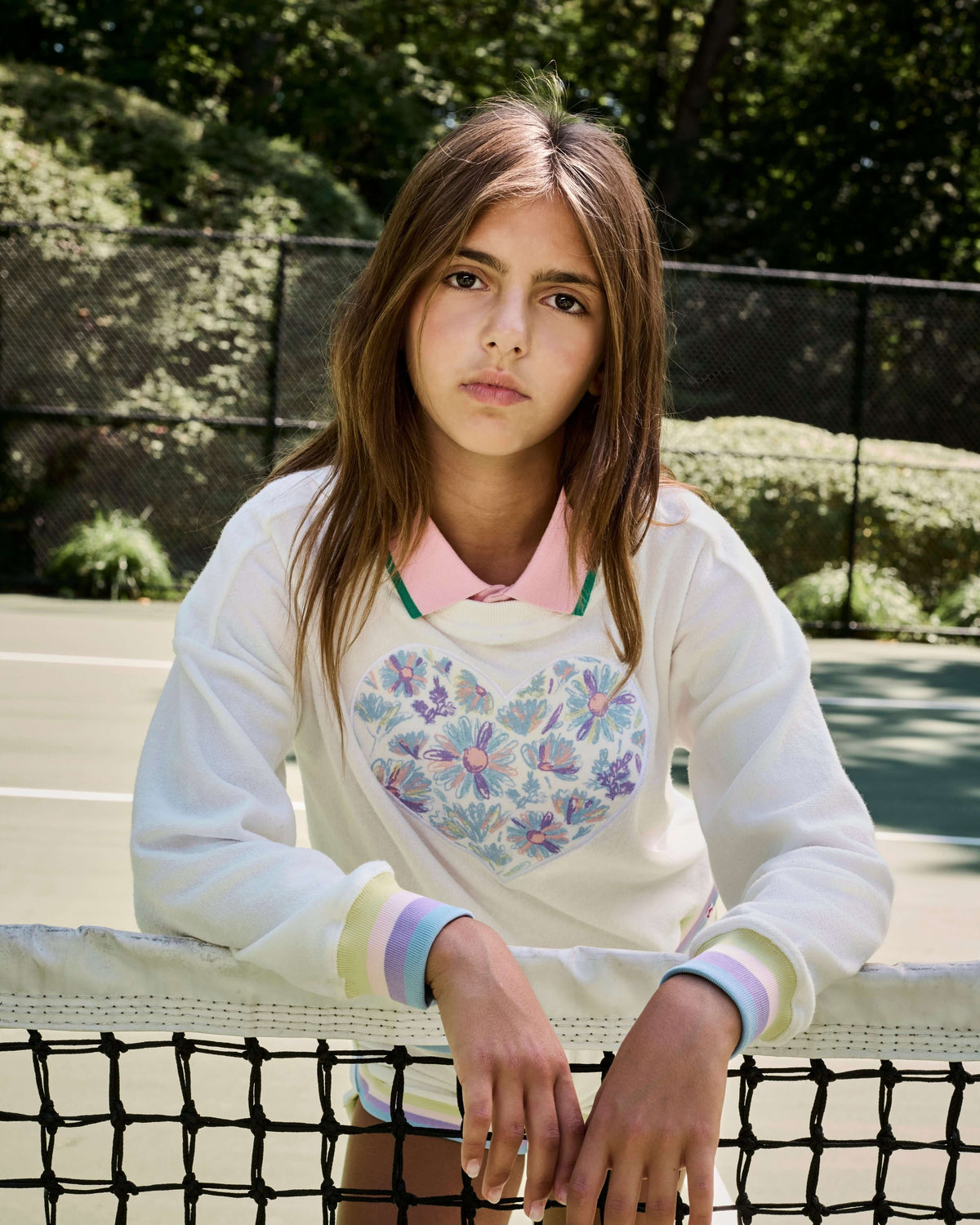 Floral Heart Terry Cara Sweatshirt