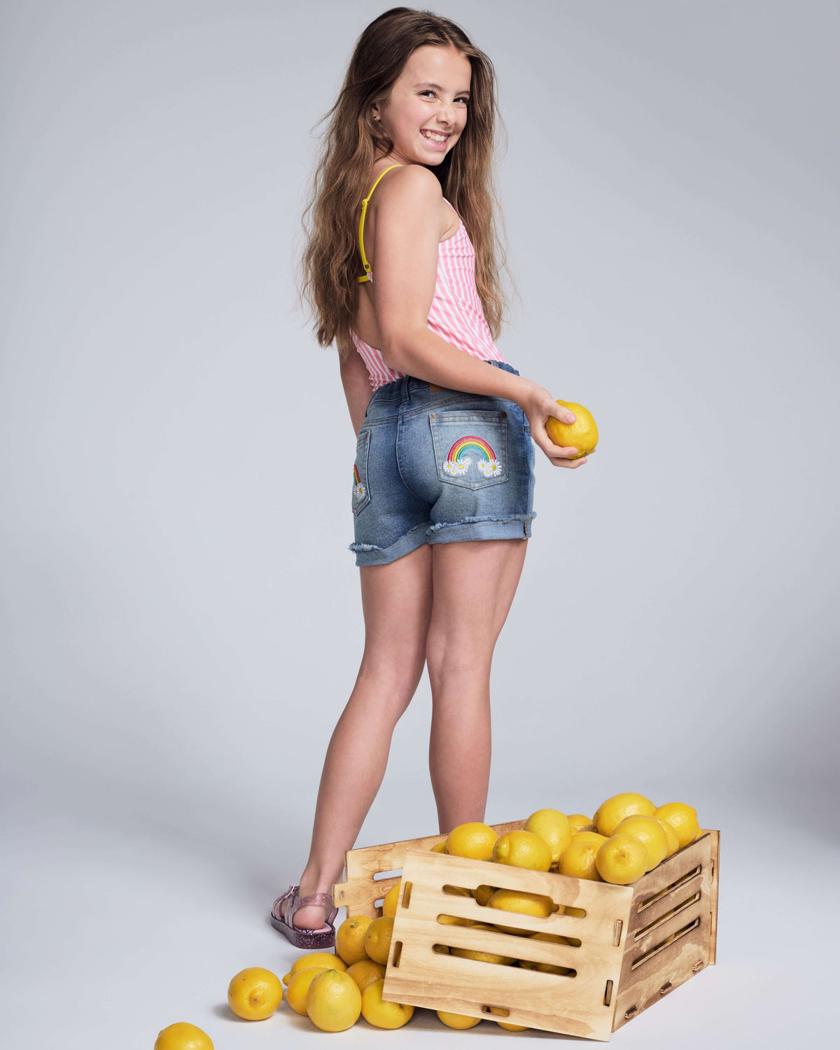 Floral Wash Rhodes Denim Shorts