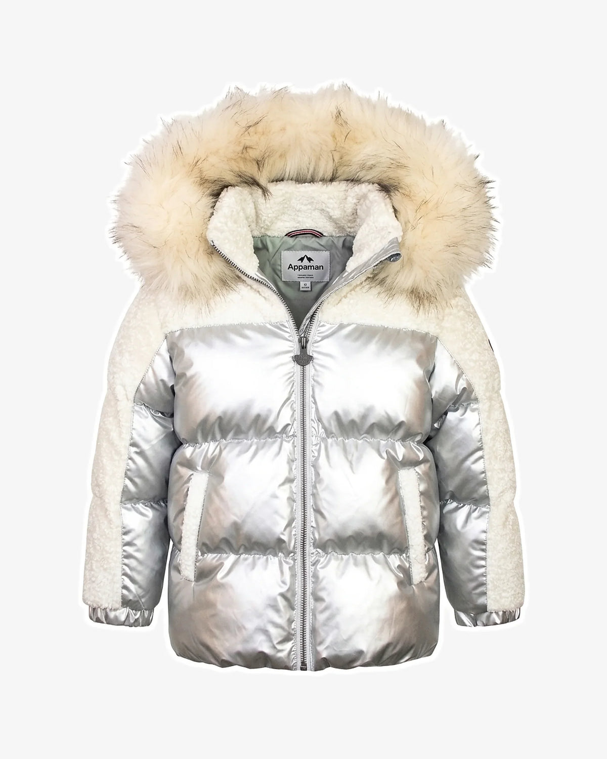Silver Mixed Media Puffer Coat