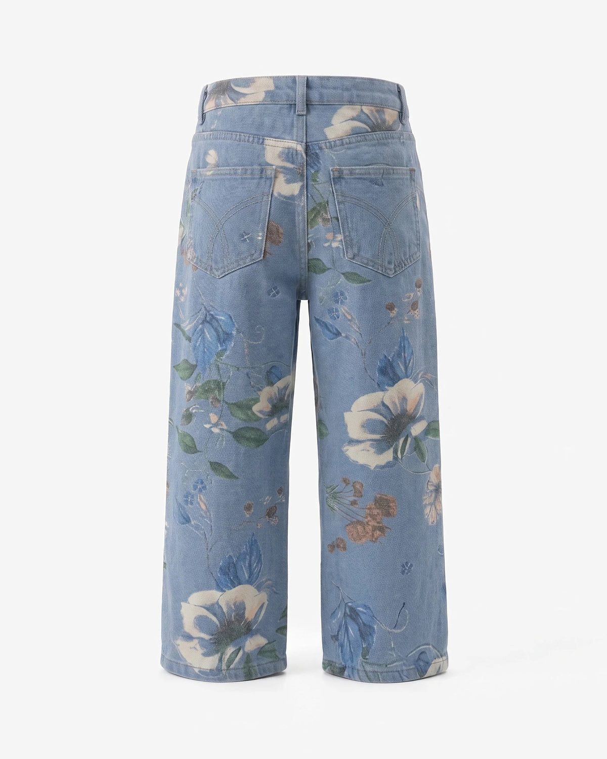 Floral Denim Wide Leg Jeans
