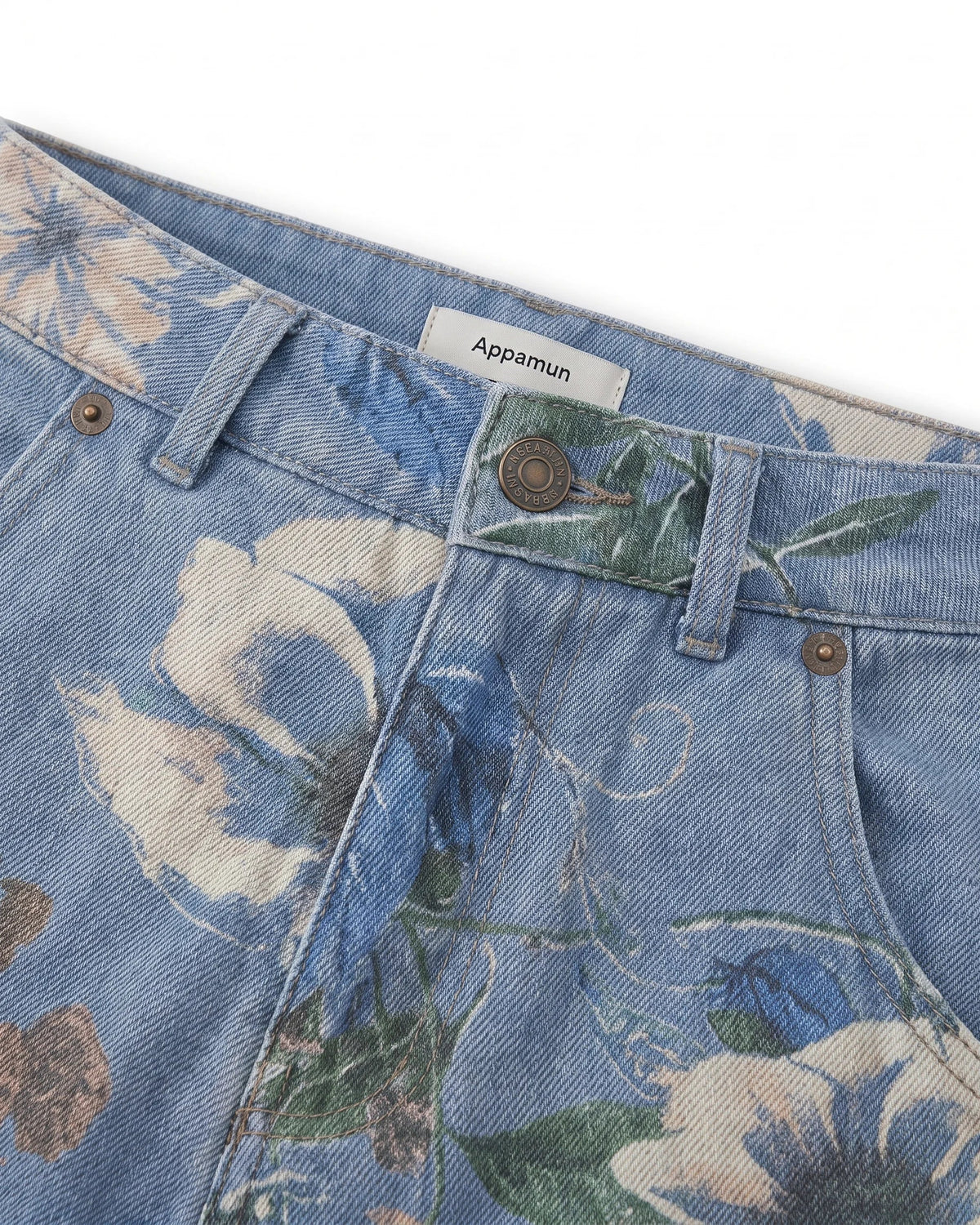 Floral Denim Wide Leg Jeans