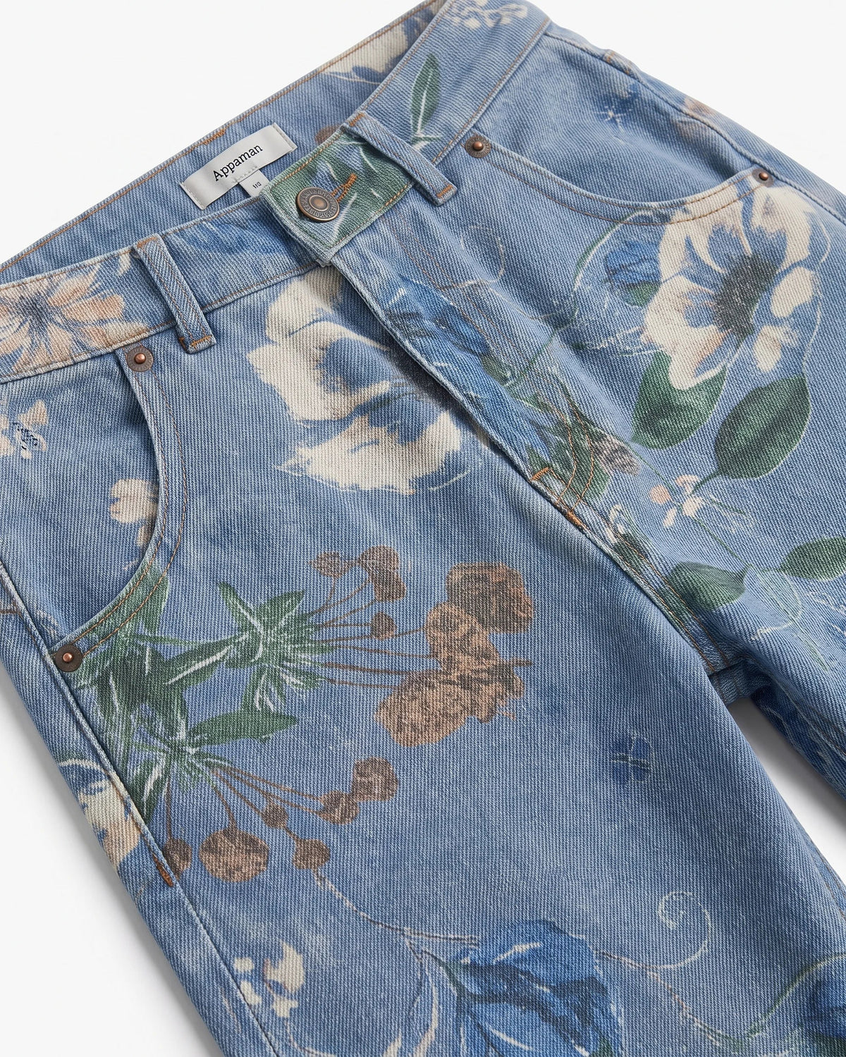 Floral Denim Wide Leg Jeans