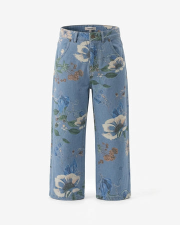 Floral Denim Wide Leg Jeans