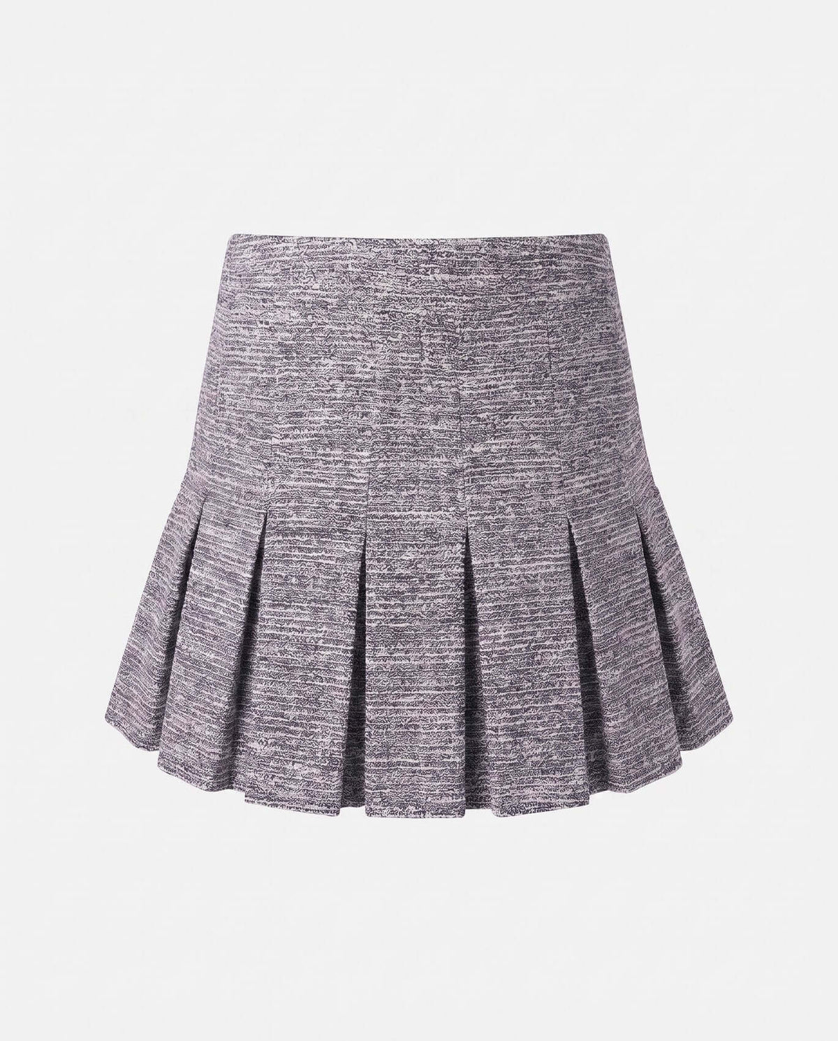 Black Boucle Yoke Pleated Skirt