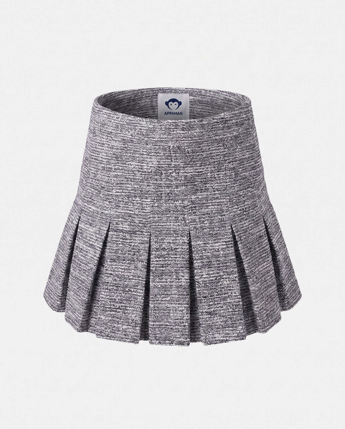 Black Boucle Yoke Pleated Skirt