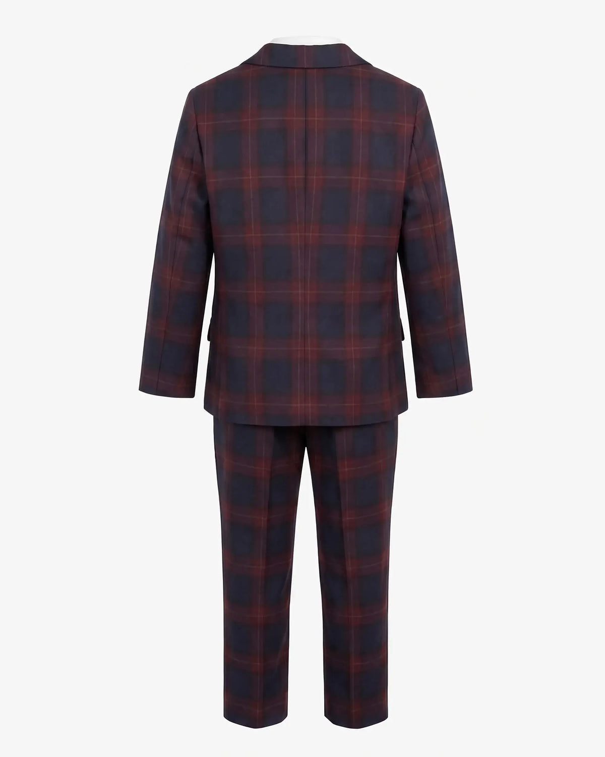 Navy/Cranberry Plaid Stretchy Mod Suit