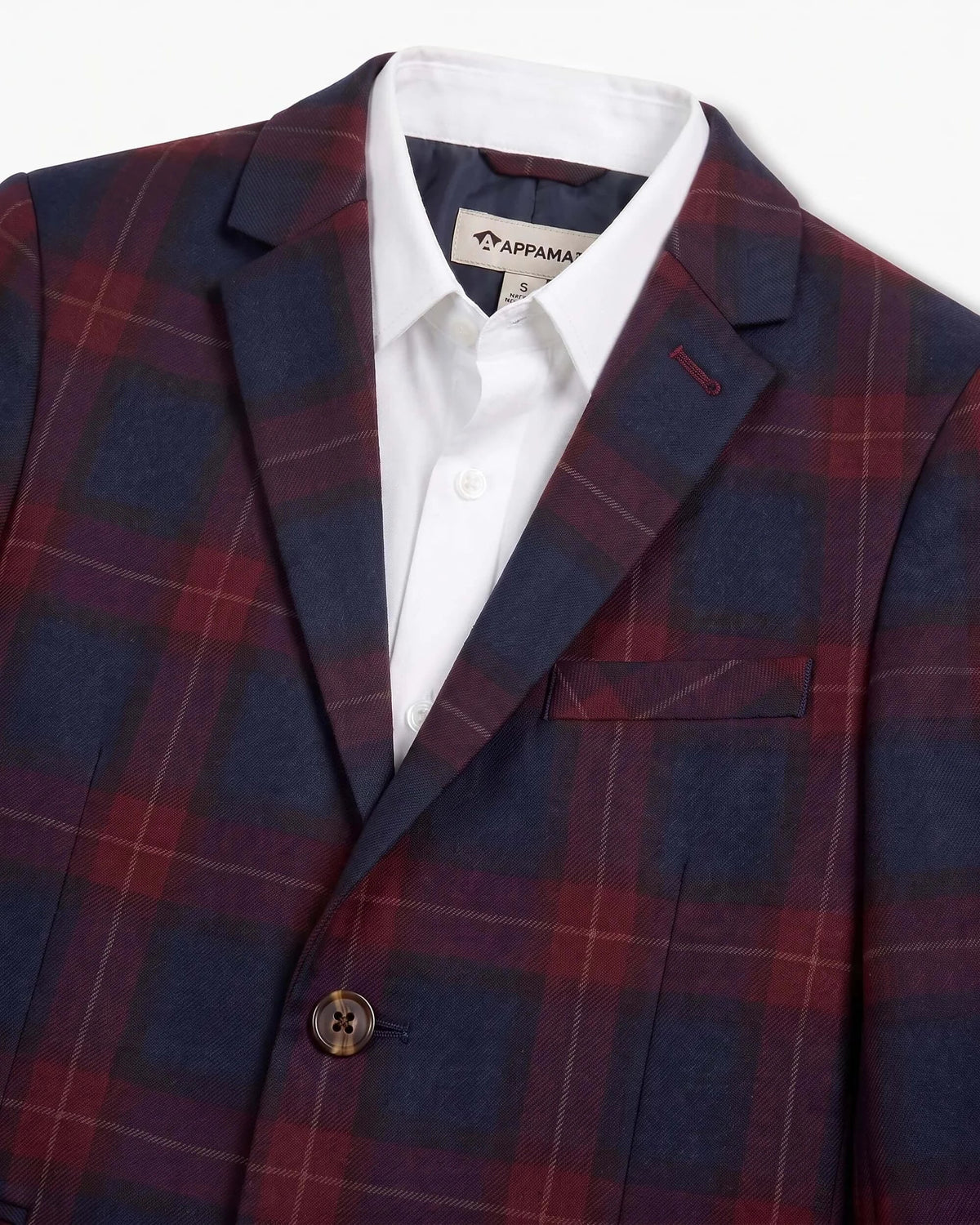 Navy/Cranberry Plaid Stretchy Mod Suit