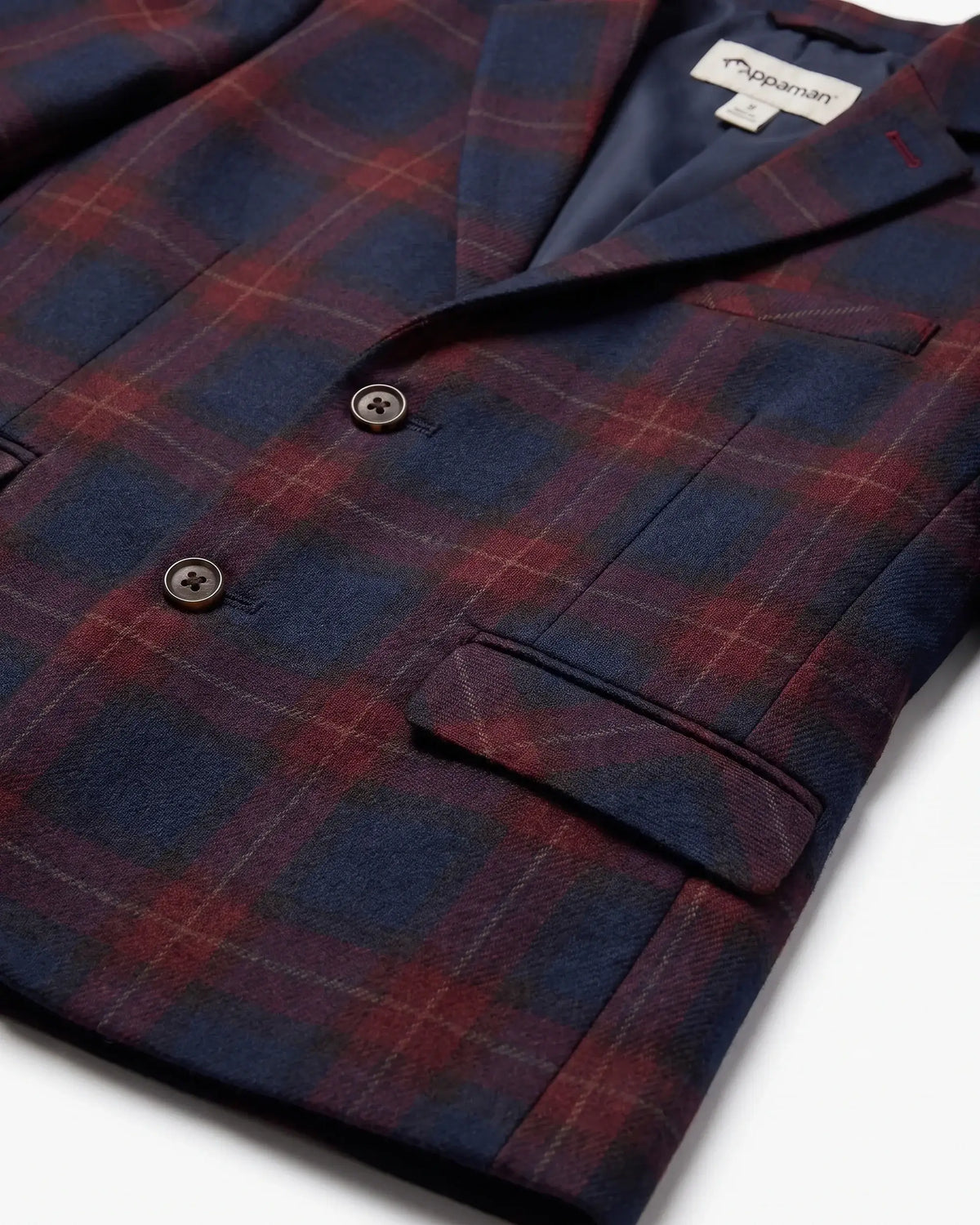 Navy/Cranberry Plaid Stretchy Mod Suit