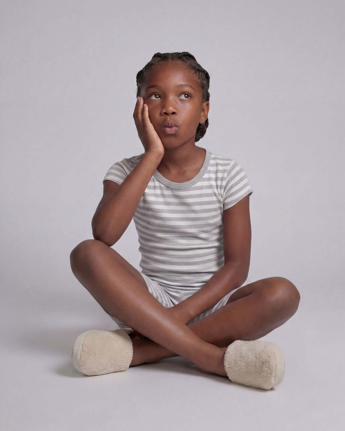 Light Grey 2-Piece Short Sleeve Pajama Set