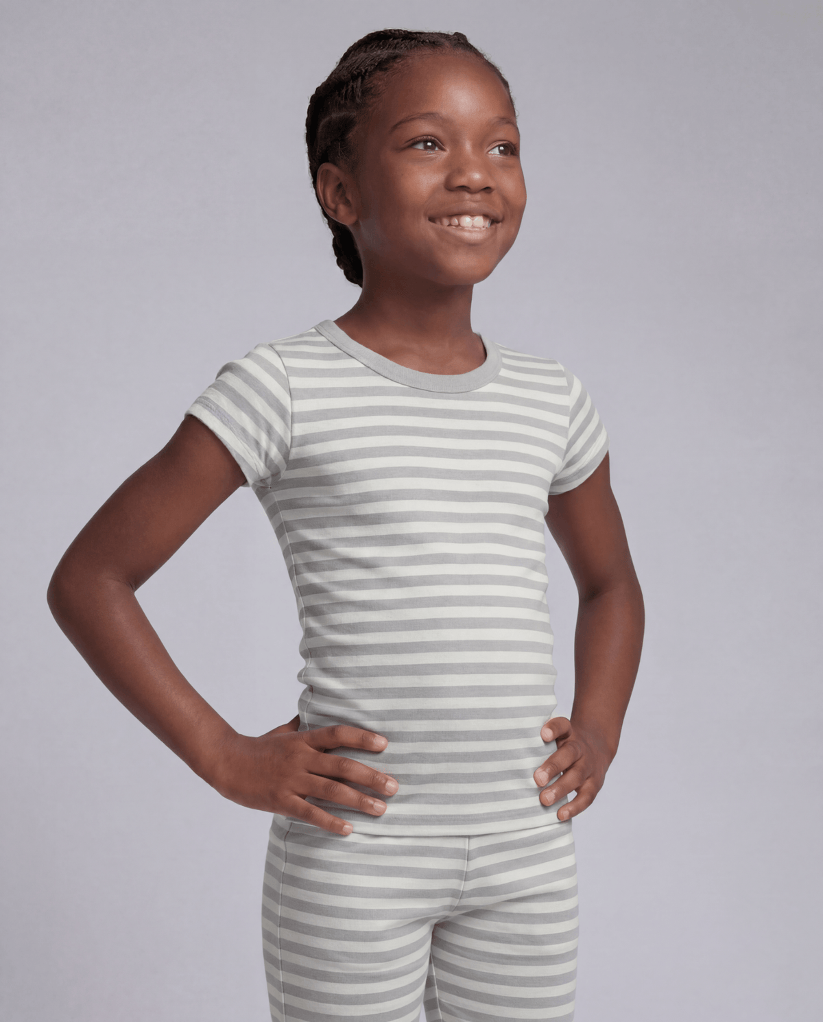 Light Grey 2-Piece Short Sleeve Pajama Set