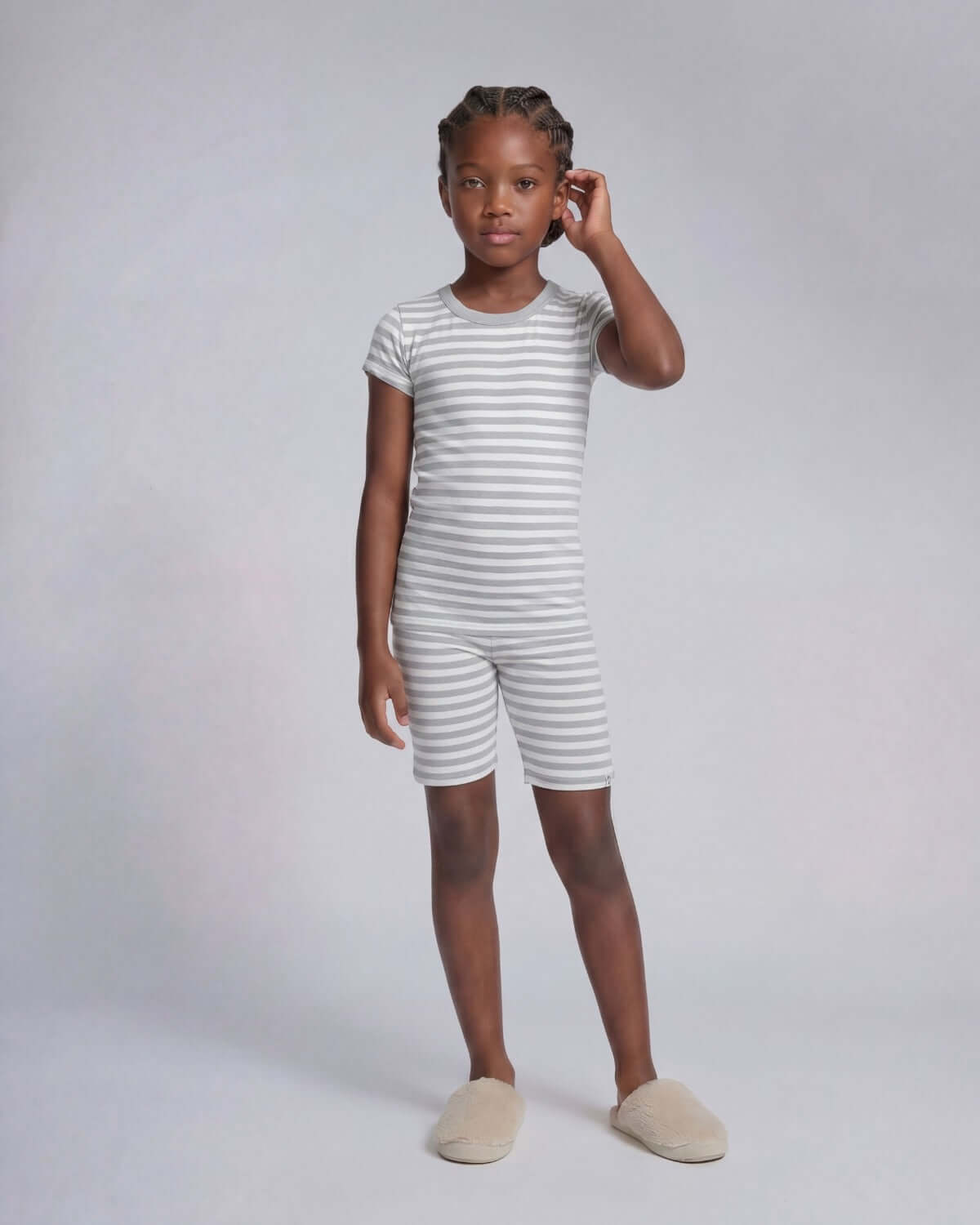Light Grey 2-Piece Short Sleeve Pajama Set