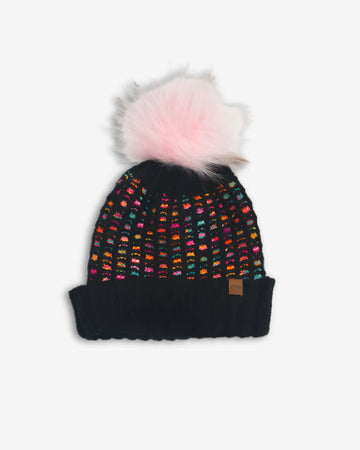 Black & Pink Kathleen Beanie