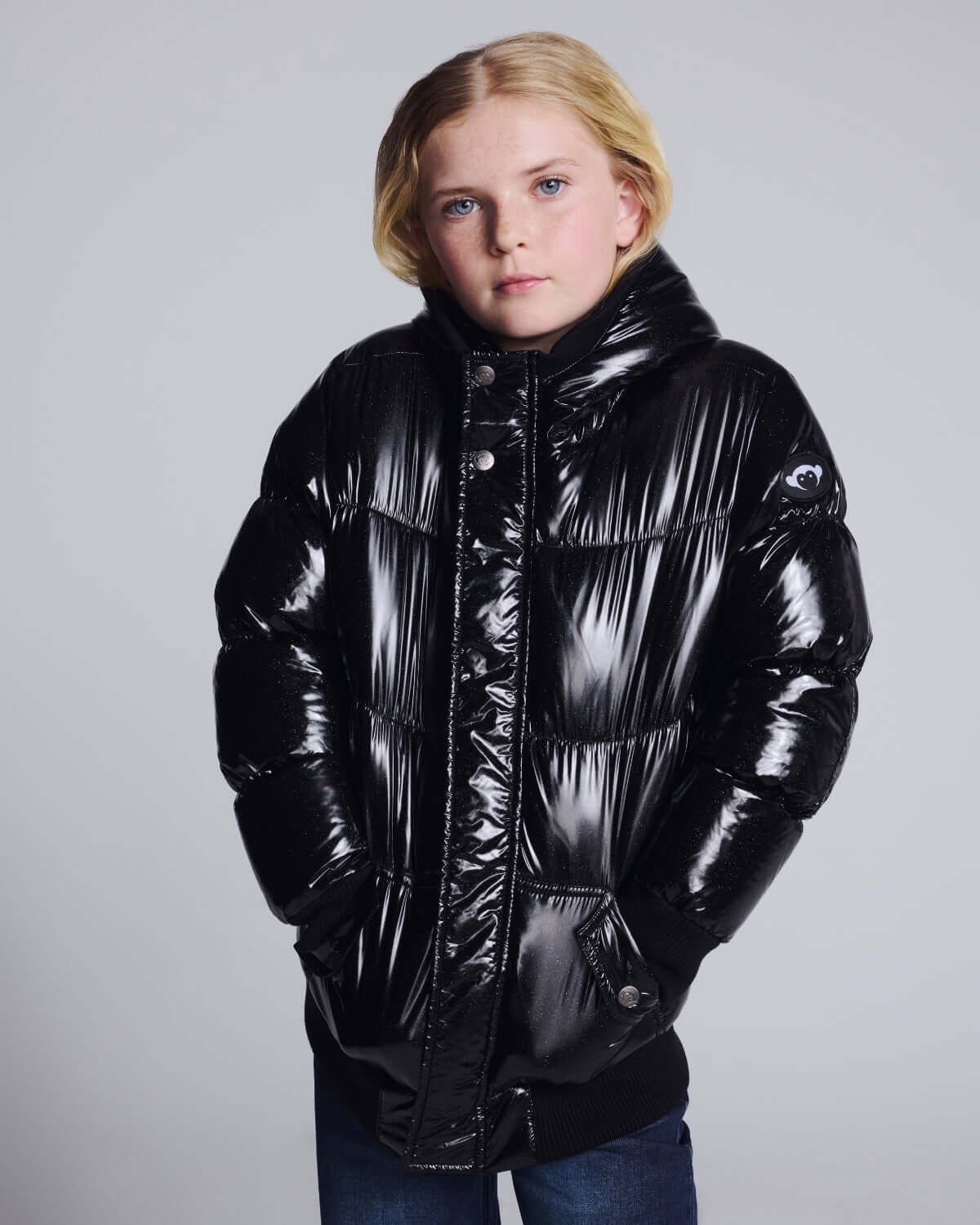 Black Glitter Puffy Coat