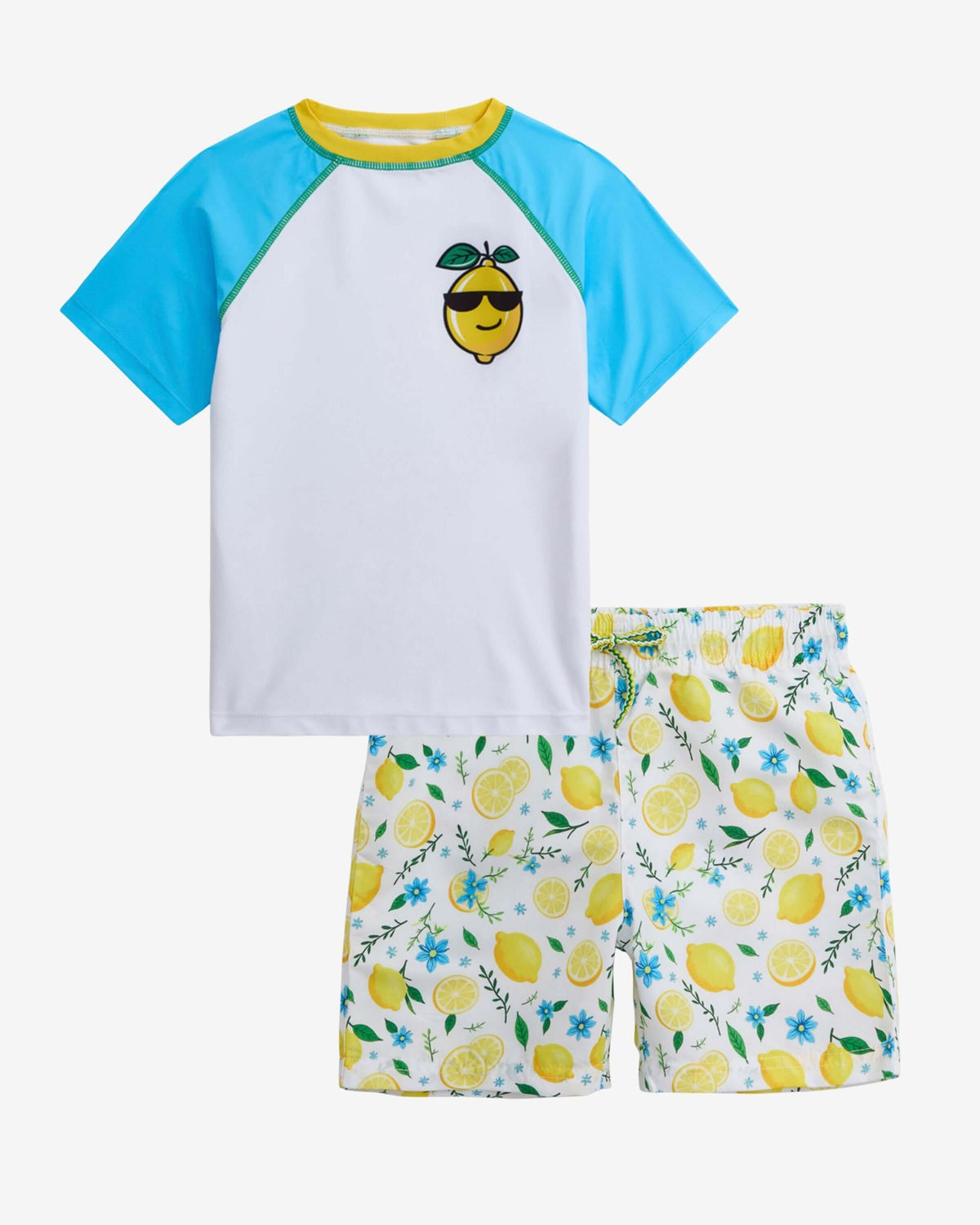 Lemon Zest Swim Trunk + Rash Guard Set