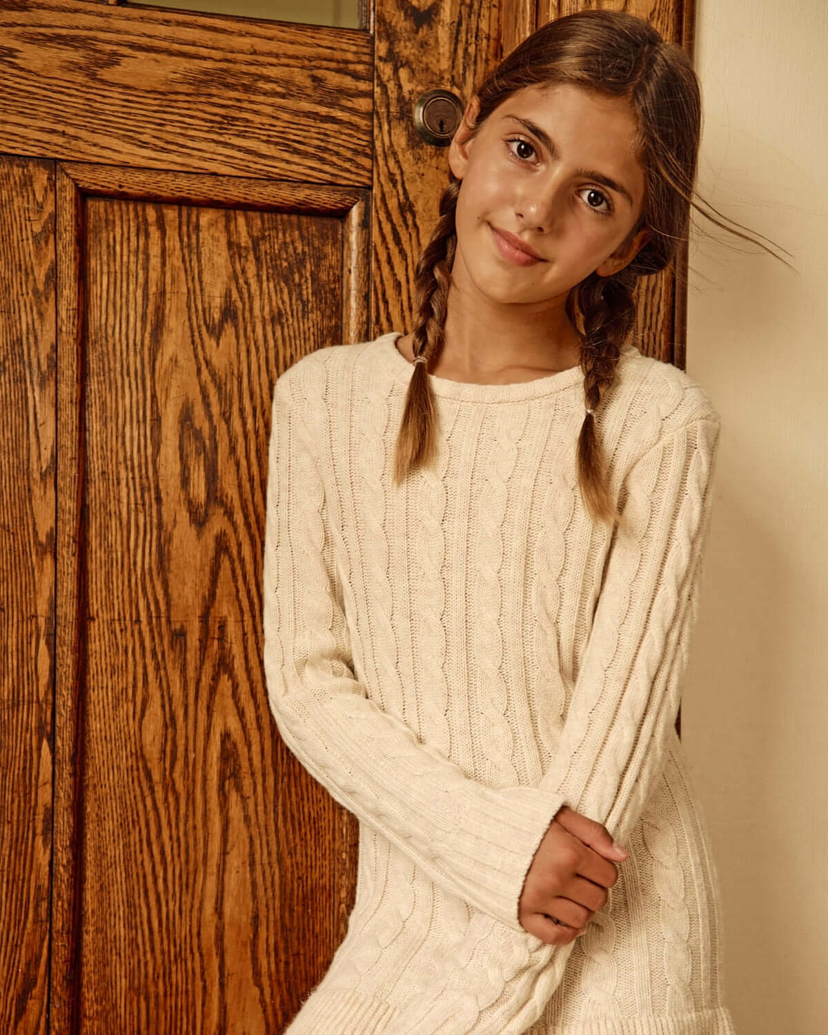 Cream Fisherman Sweater Dress